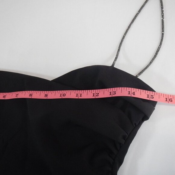 Zara Little Balck Dress Open Mid Cut Out Rhinestone String Strap Size Small - Picture 11 of 13